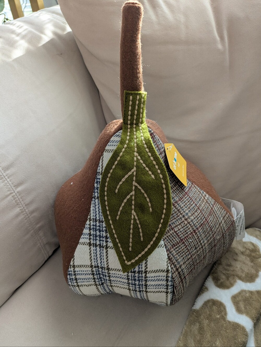NWT Autumn 3D Pear Shaped Patchwork Pillow